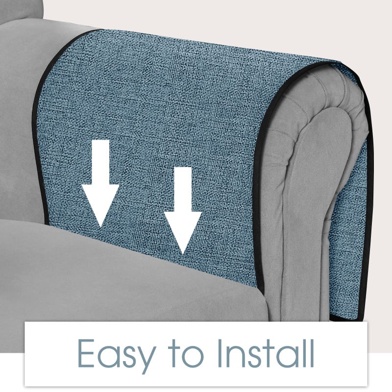 Joywell Remote Holder for Couch Non Slip Sofa Armrest Organizer Armchair Caddy with 6 Pocket Storage for Magazine, Tablet, Phone, iPad, Grey-Blue - Image 4